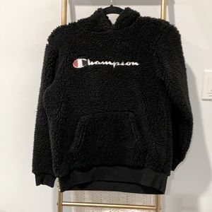 Champion kids fluffy hoodie  sz L black